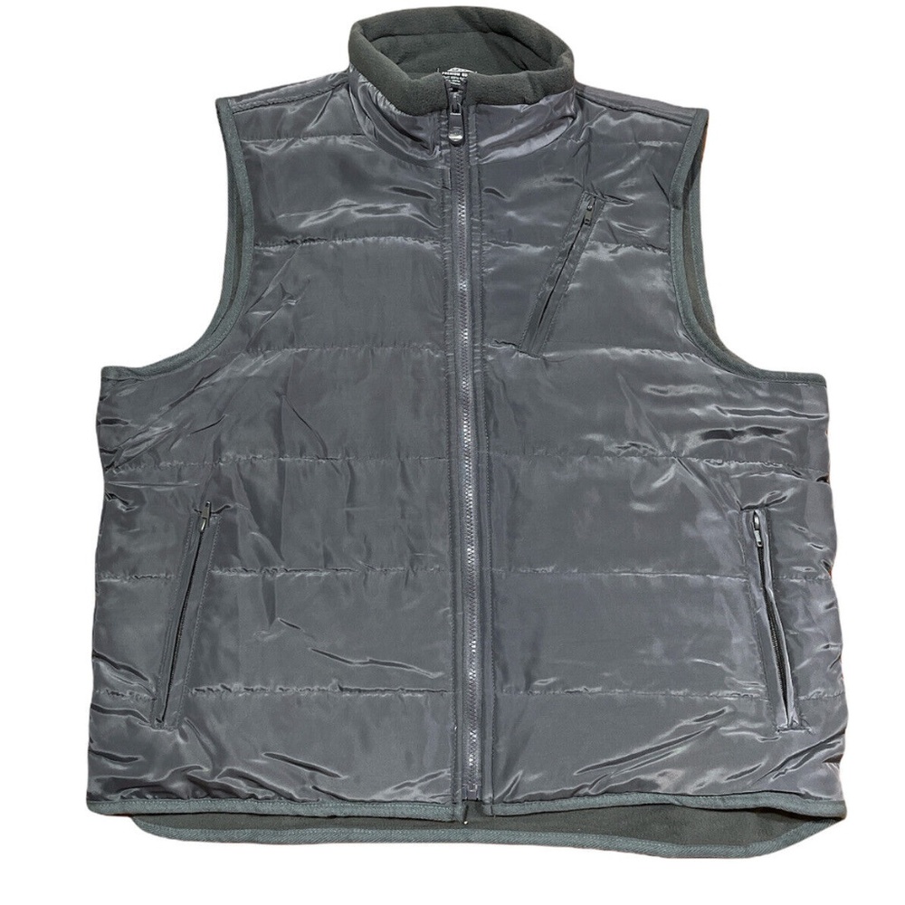 PRO-5 Men's Vest Full Zip Puffer Lightweight Polyester Quilted Gray Jacket NEW
